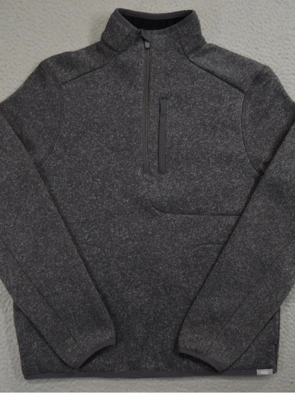 Figs Men's Heathered Dark Gray Quarter-Zip Sweater